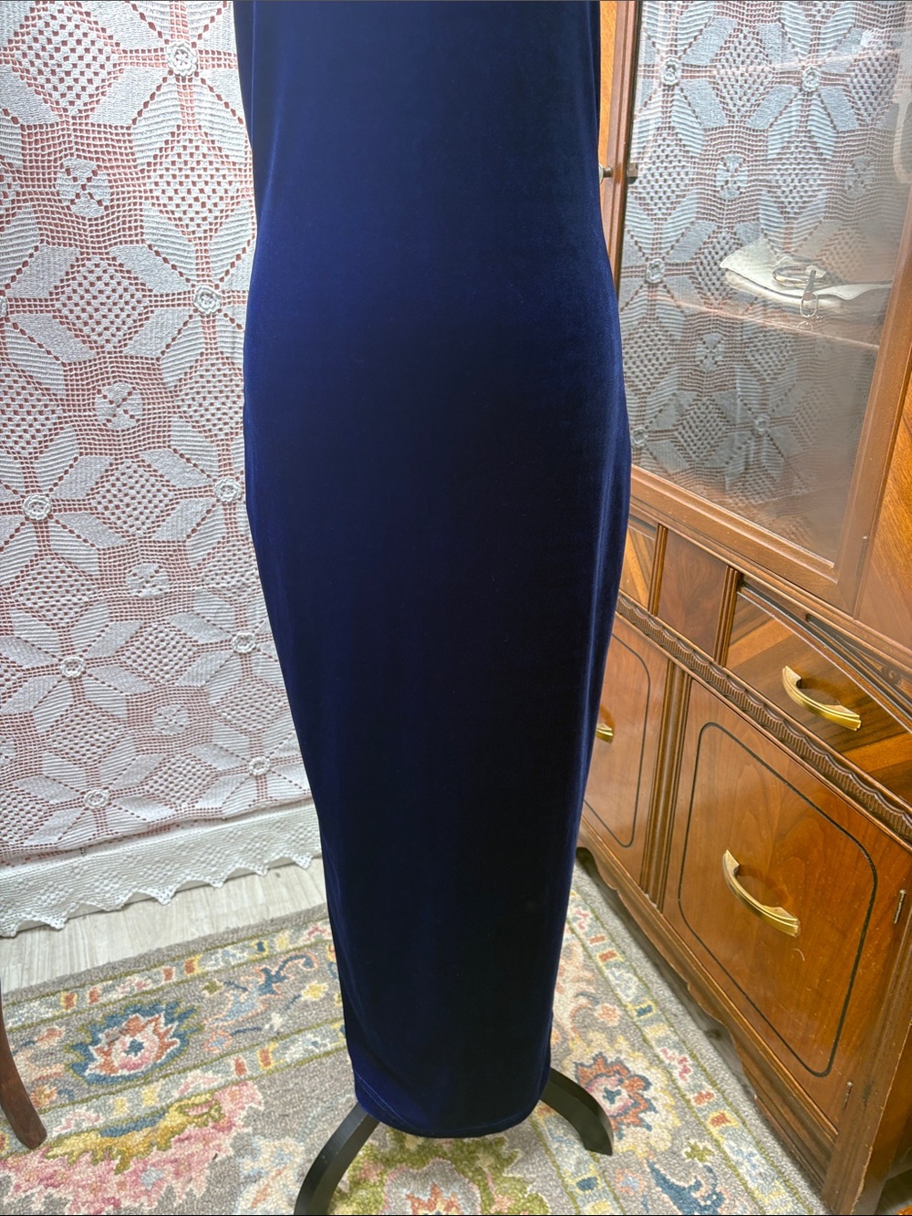 Vintage Blue Velvet Slip Dress | Made in Canada - Picture 4 of 11